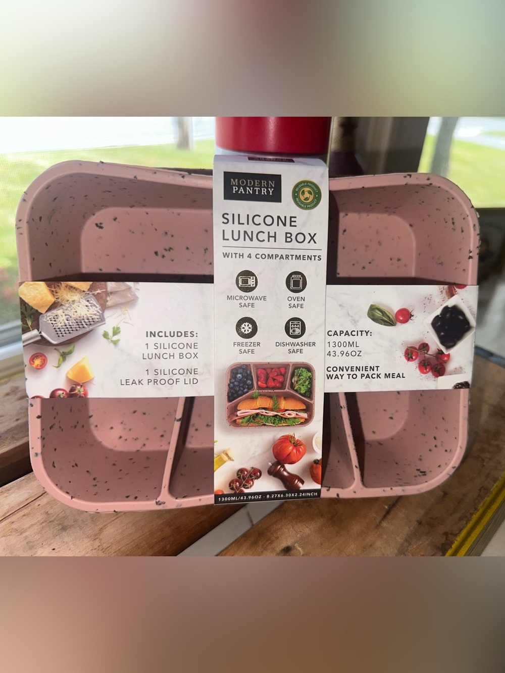 Modern Pantry Silicone Lunch Box in a speckled dark pink/mauve color ~ New - Picture 2 of 7